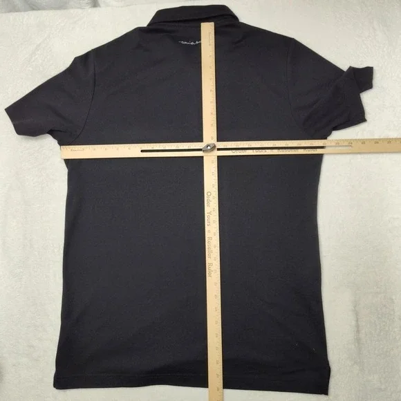 Travis Mathew Polo Shirt Mens Large Black Striped Pima Cotton Pocket Collared - Picture 9 of 11